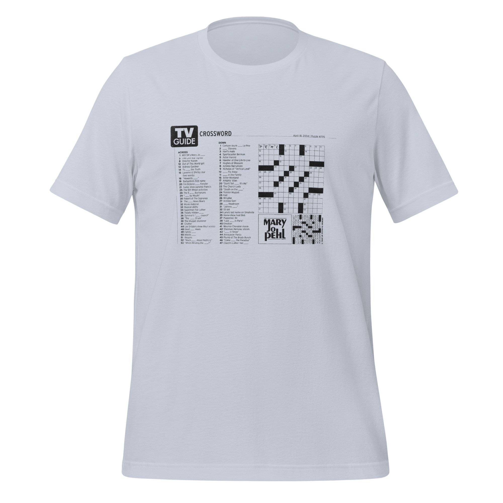 The Mary Jo Pehl Show TV Guide Crossword Design T Shirt Dumb Industries