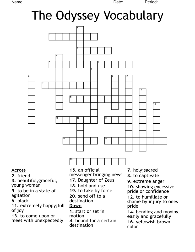The Odyssey Vocabulary Crossword WordMint