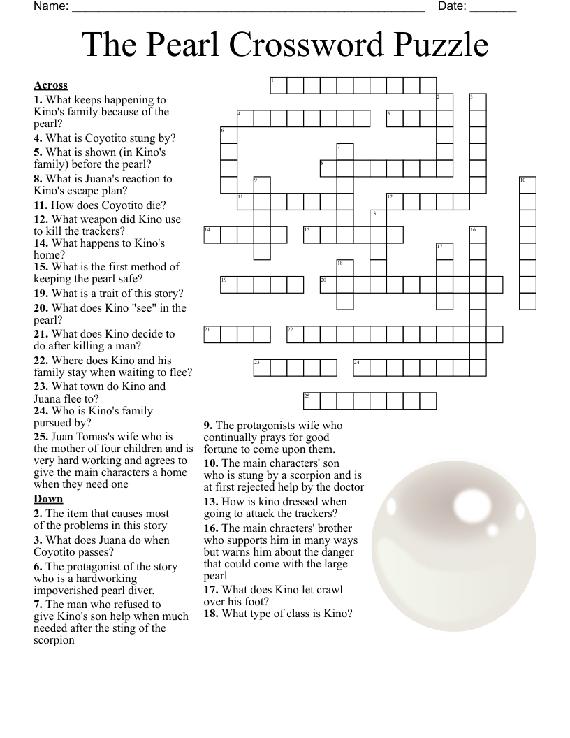 The Pearl Crossword Puzzle WordMint