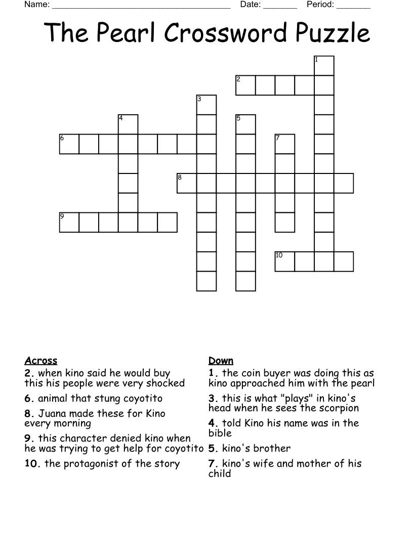 The Pearl Crossword Puzzle WordMint