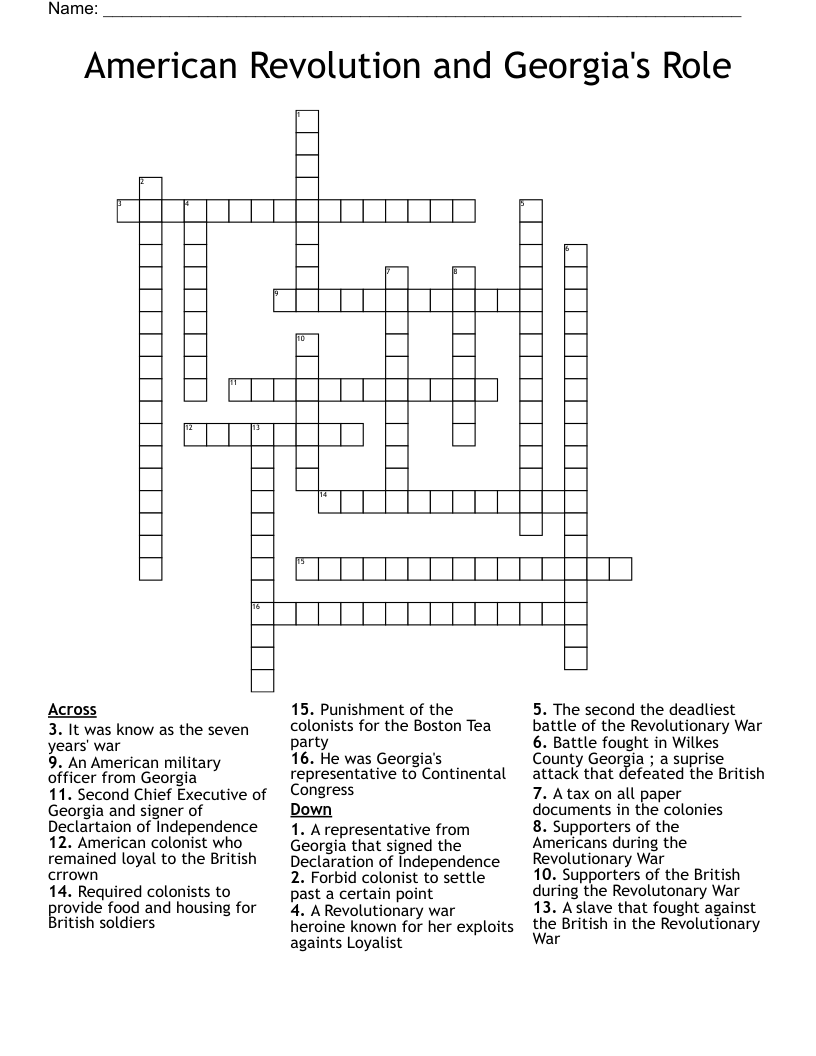 The Road To The Revolution Crossword WordMint