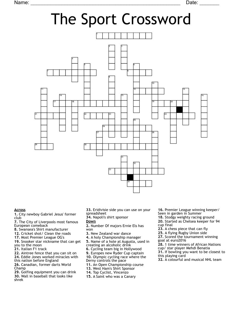 The Sport Crossword WordMint