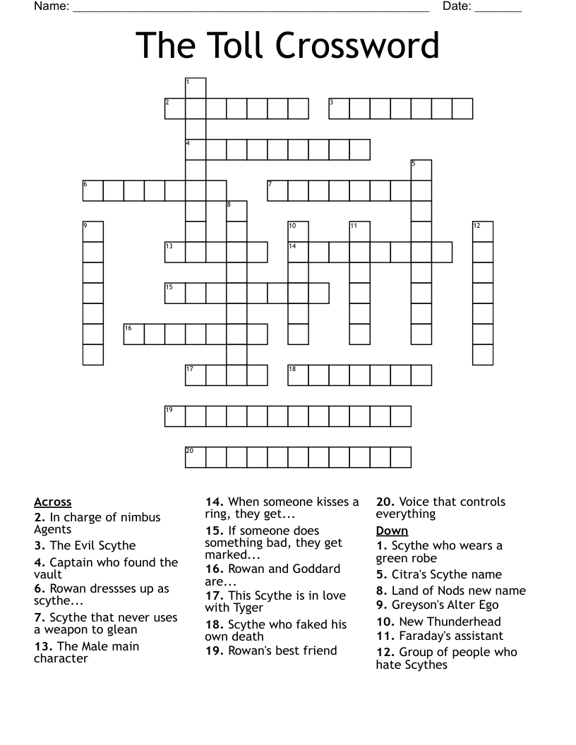 The Toll Crossword WordMint