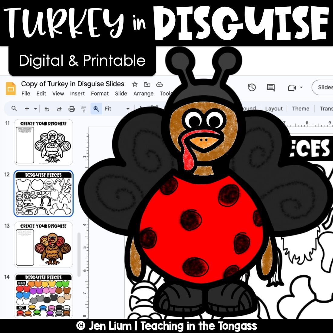 Turkey In Disguise Craft Template Project Digital And Printable Teaching In The Tongass