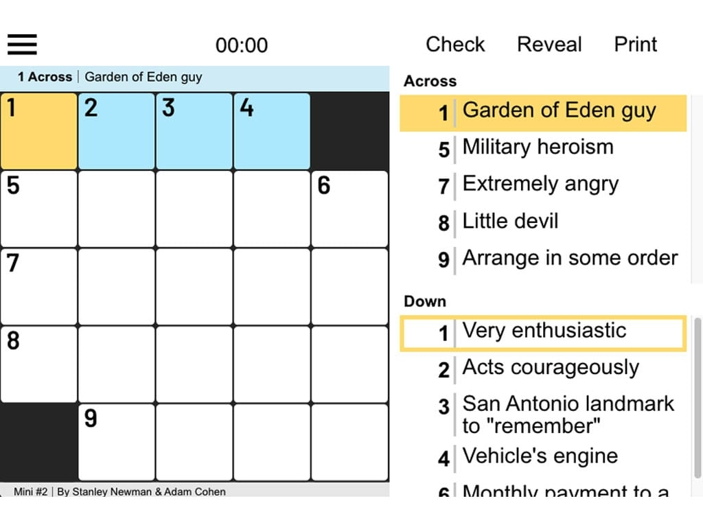 Two Minute Mini Crossword Free Online Game Dictionary