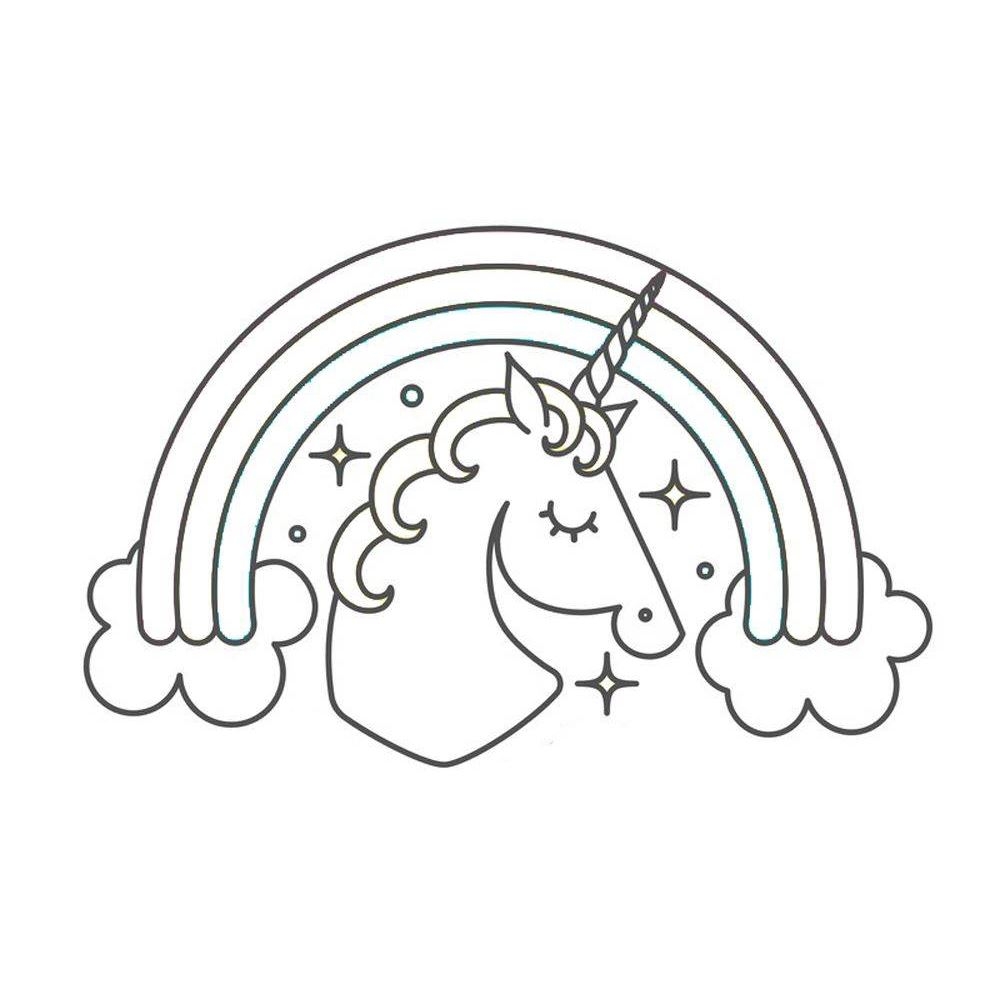 Unicorn Template With Rainbow Free Printable Coloring Page