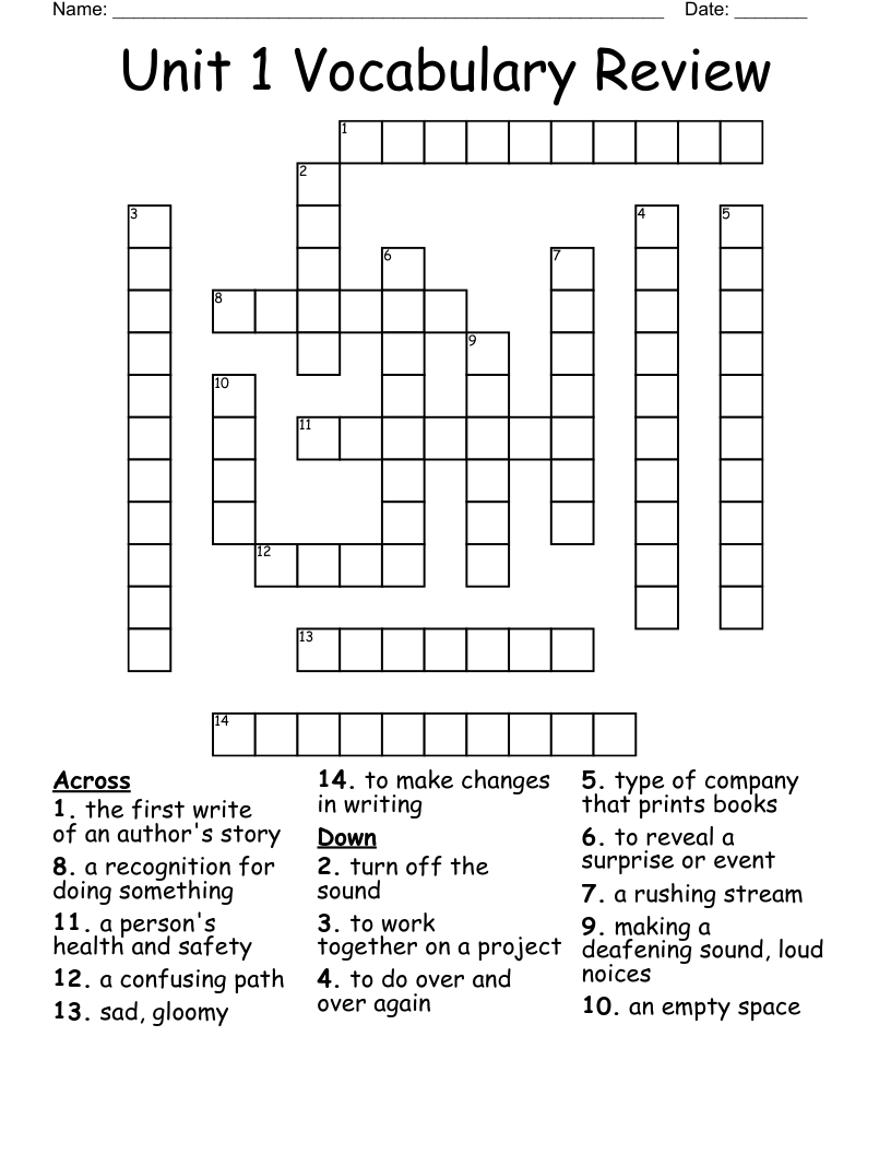 Unit 1 Vocabulary Review Crossword WordMint Unit 1 Vocabulary Review Crossword WordMint