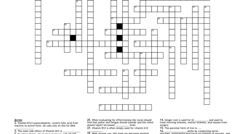 Vitamins Minerals And Supplements For The GI Tract Crossword WordMint