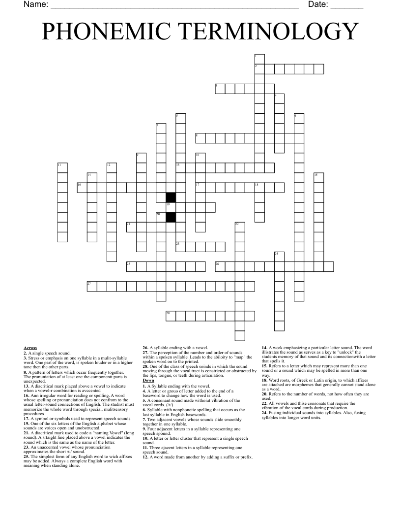 VOWELS AND RELATED TERMS Crossword WordMint