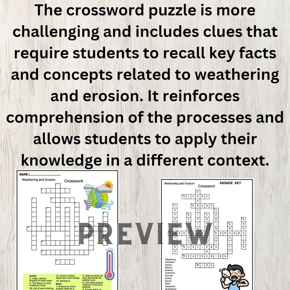 Weathering And Erosion Worksheets Crossword And Word Search Teaching Resources Weathering And Erosion Worksheets Crossword And Word Search Teaching Resources