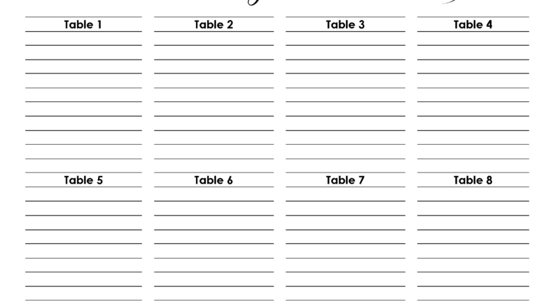 Wedding Seating Chart Typeable PDF Word Excel
