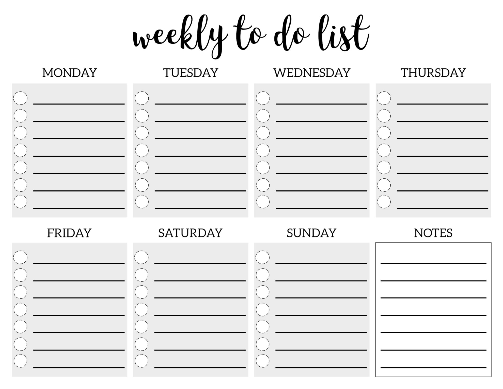 printable checklist template