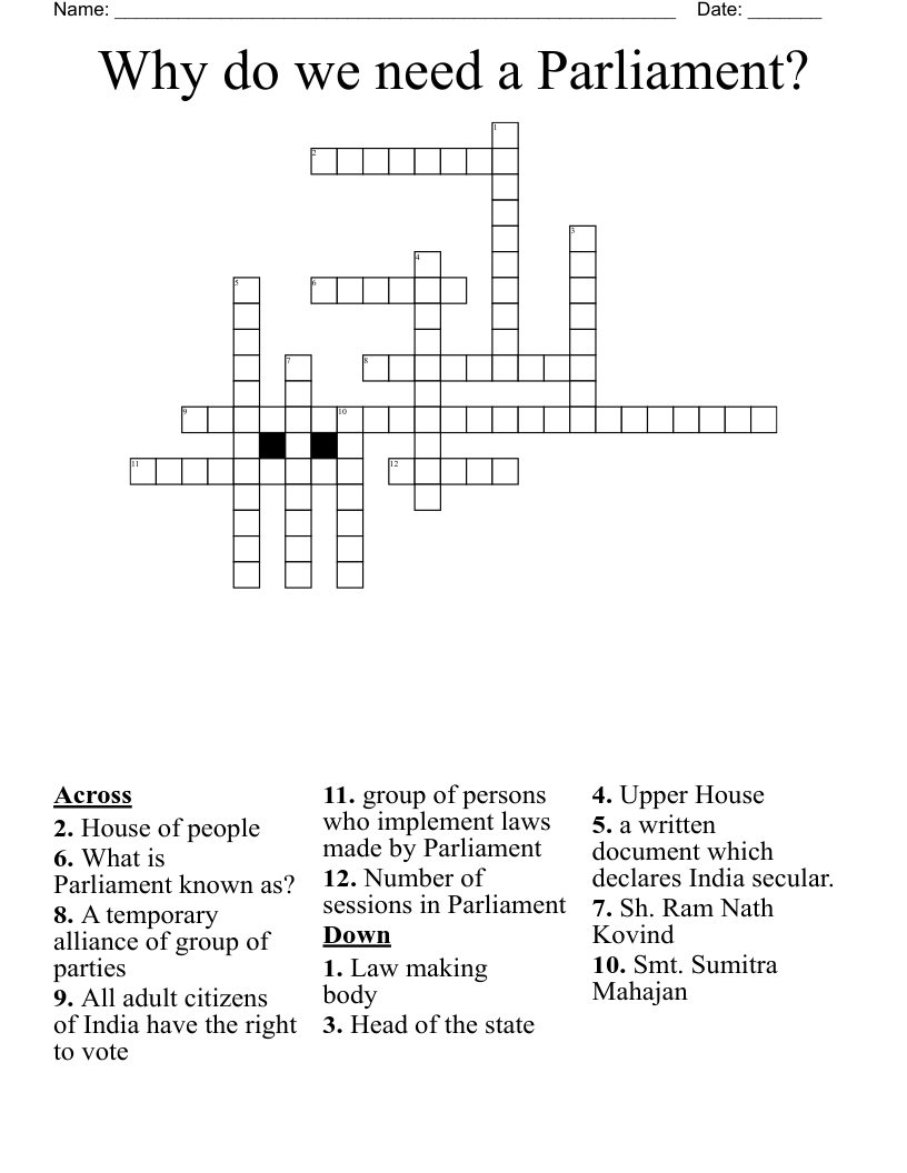 Why Do We Need A Parliament Crossword WordMint