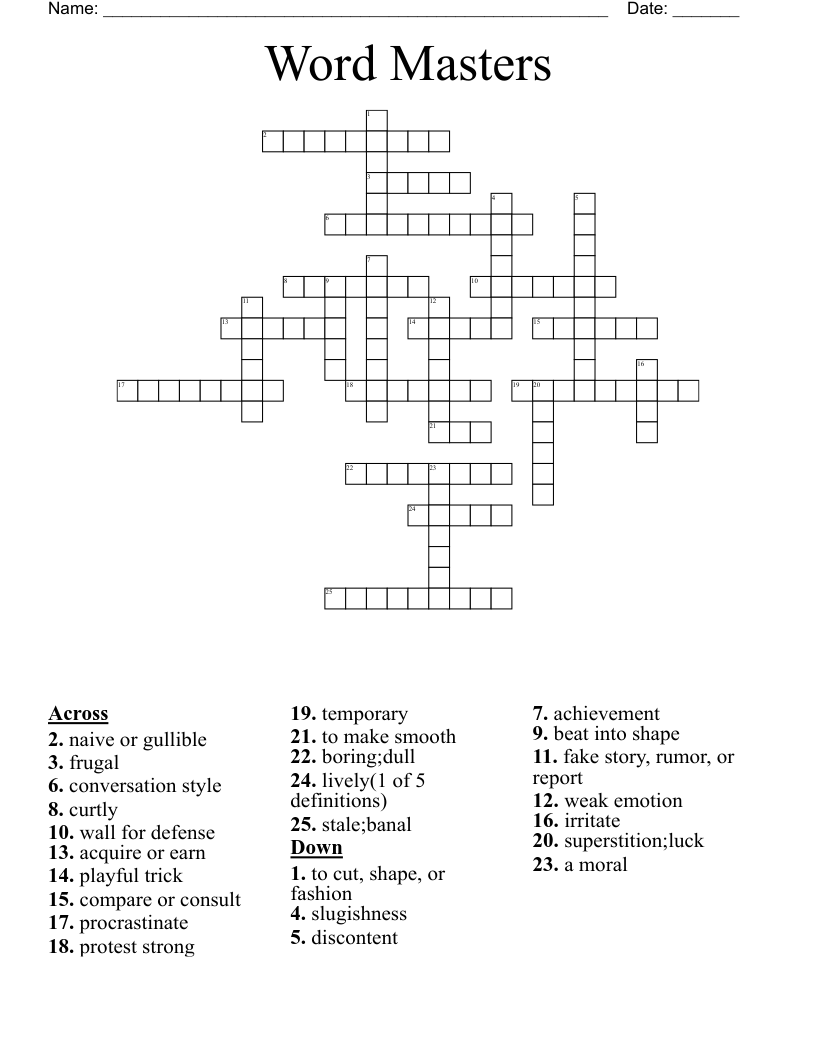 Word Masters Crossword WordMint Word Masters Crossword WordMint