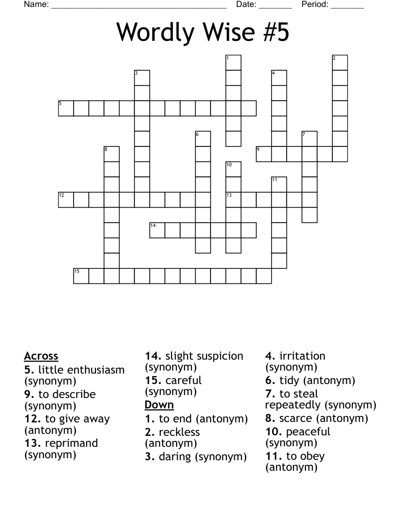 Wordly Wise 5 Crossword WordMint