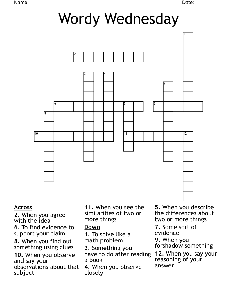 Wordy Wednesday Crossword WordMint